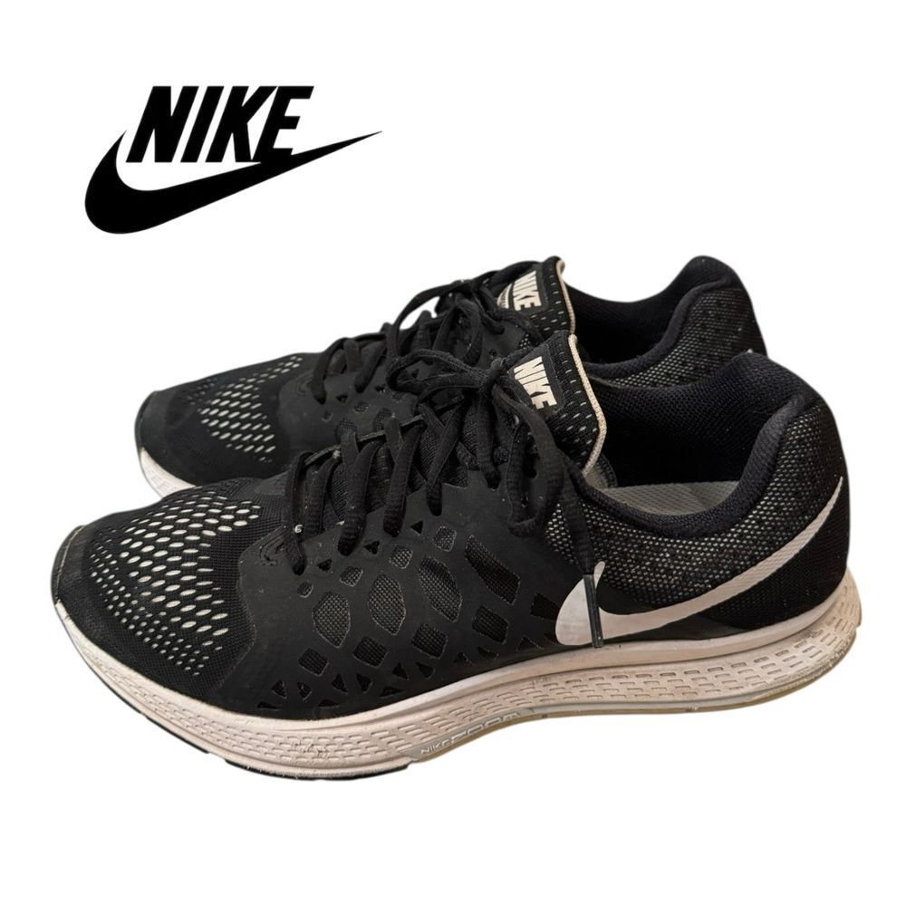 Nike Women's Air Zoom Pegasus 31 Black and White 654486-010 Running Shoes 11 - Picture 2 of 6